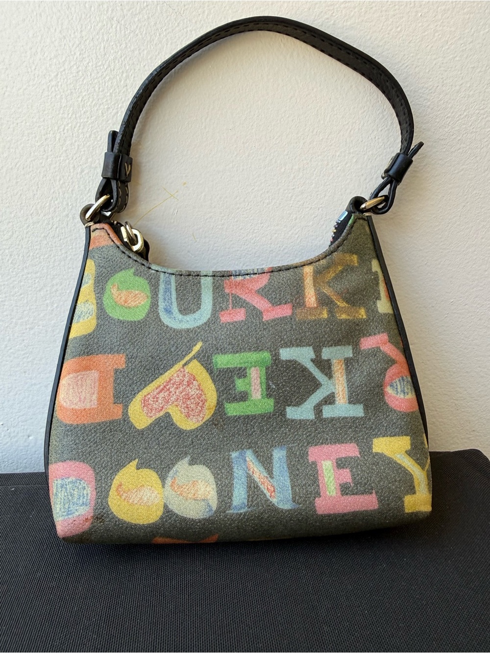 Y2K Dooney & Bourke Black/ Rainbow Logo Mini Bag - Picture 2 of 4